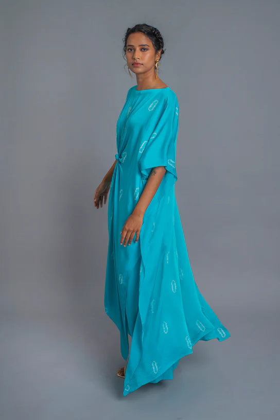 Silk Tie-dye Knot Kaftan Set
