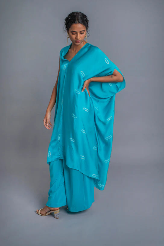 Silk V Neck Tie-dye Detailed Tunic Set