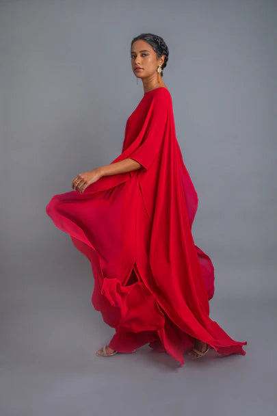 Silk Side Draped Layered Dress