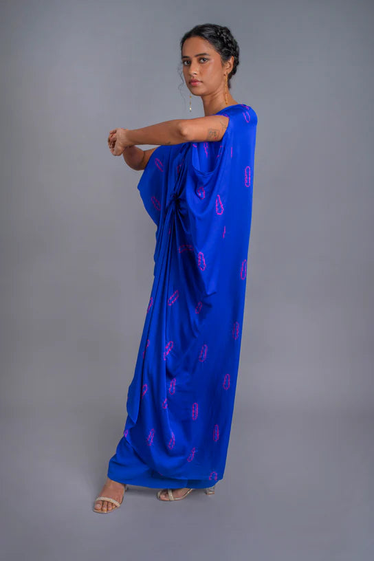 Silk Front Tie-up Tie-dye Kaftan Set