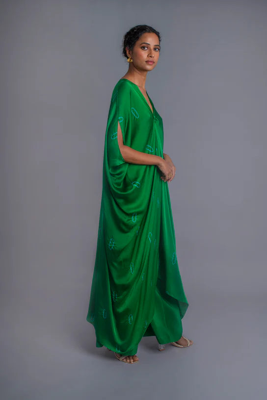 Silk Top Knot Tie-dye Kaftan Set