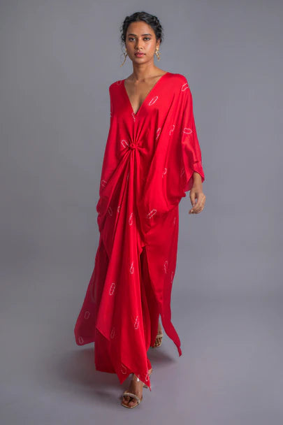 Silk Tie-Dye Knot Tunic Set