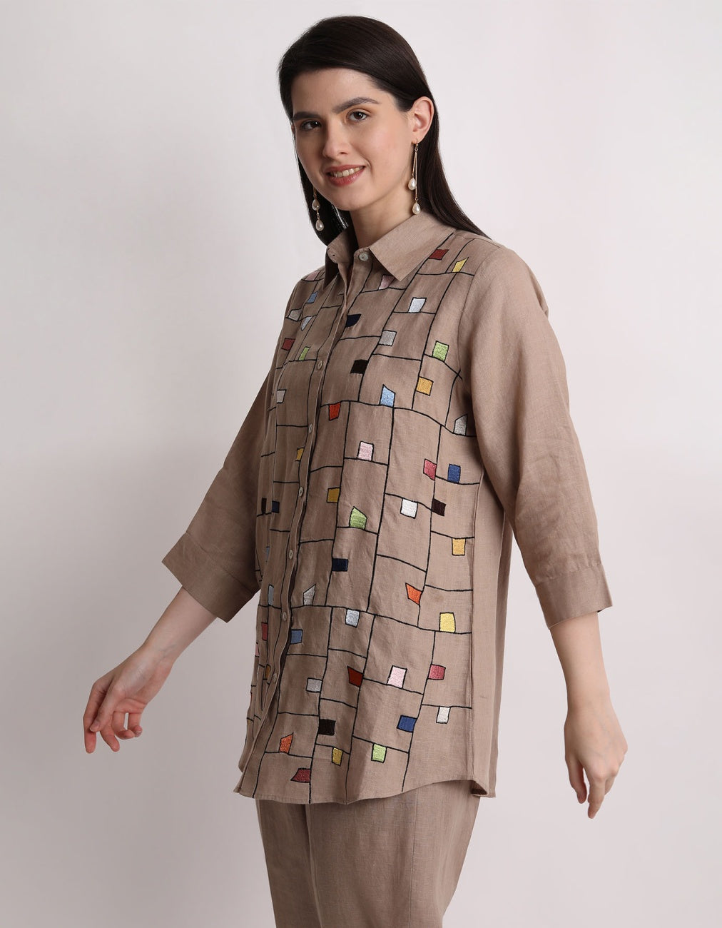 Green Box Embroidery Shirt