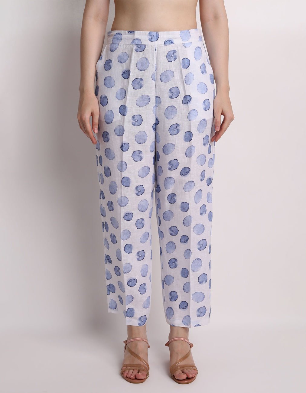 blue dot print pants - 0