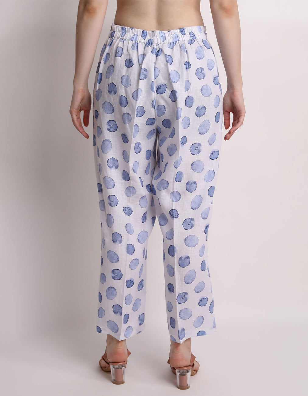 blue dot print pants - 1
