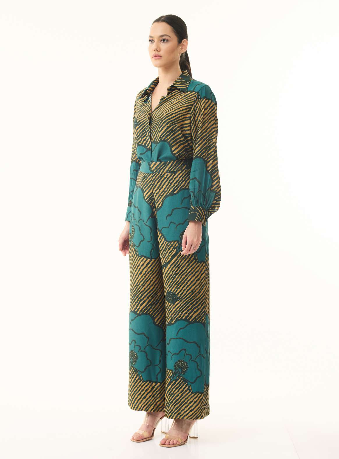 TEAL AND MUSTARD FLORAL PANTS