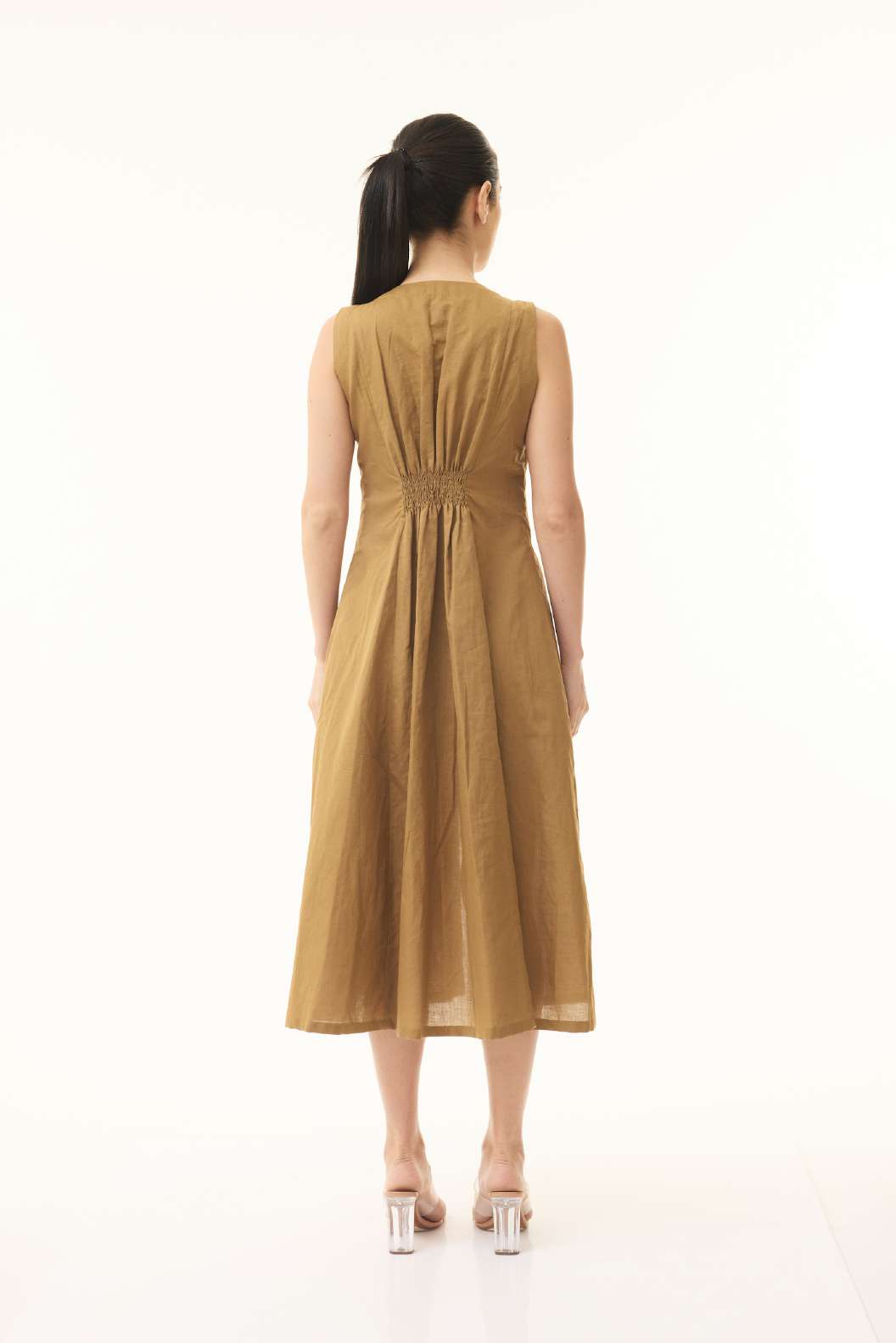 MUSTARD LINEN SHIRT DRESS