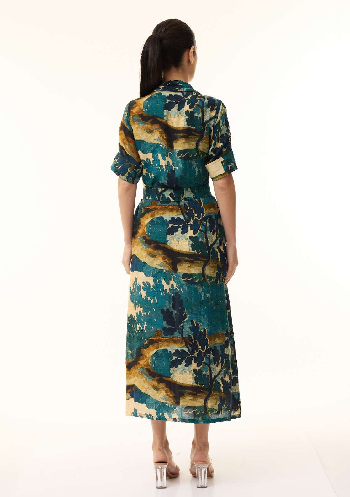 TEAL FLORAL SHIRT DRESS