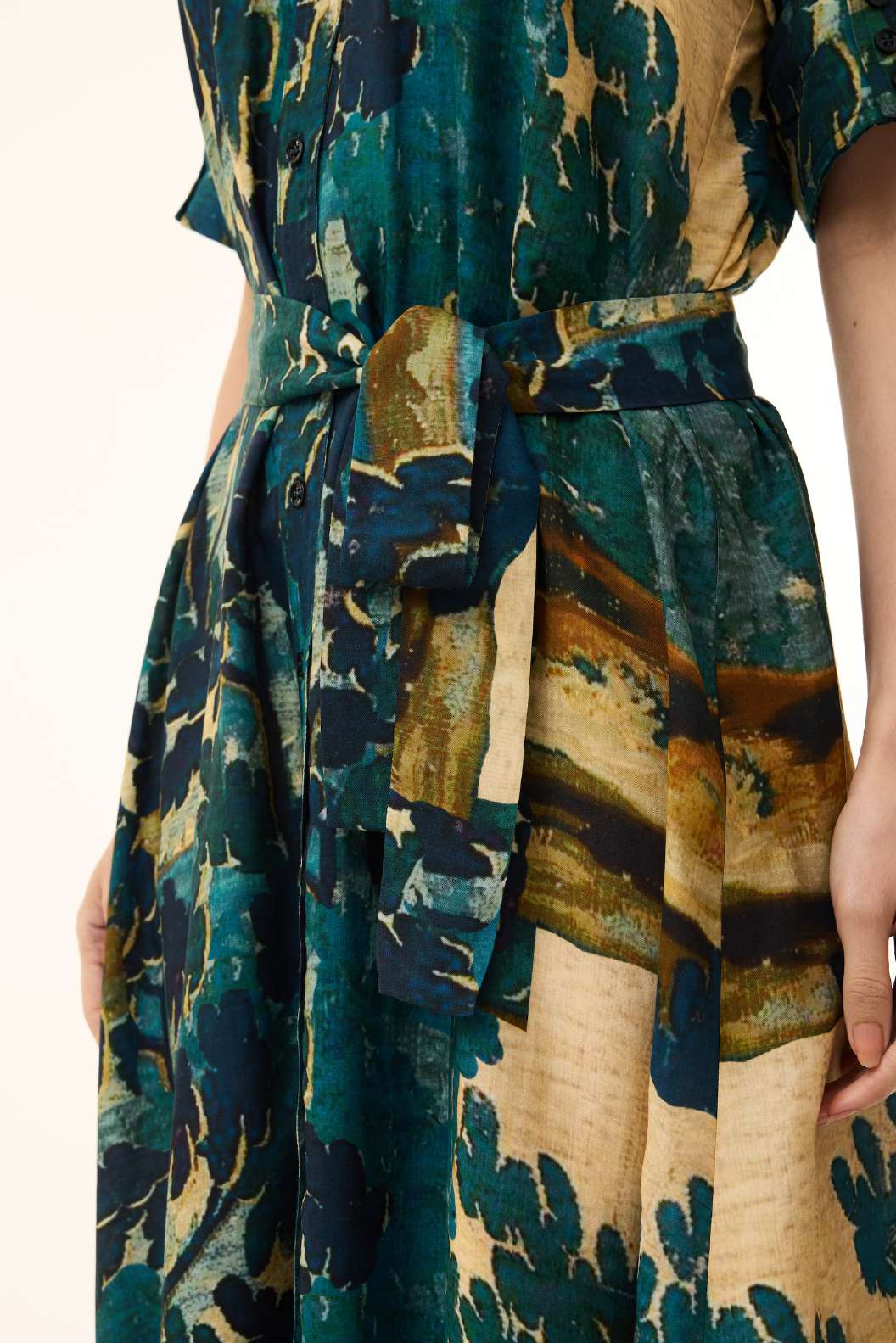 TEAL FLORAL SHIRT DRESS