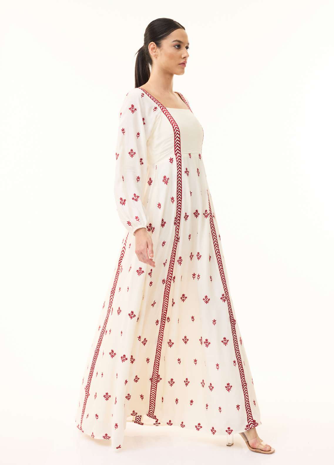 WHITE & RED EMBROIDERED DRESS