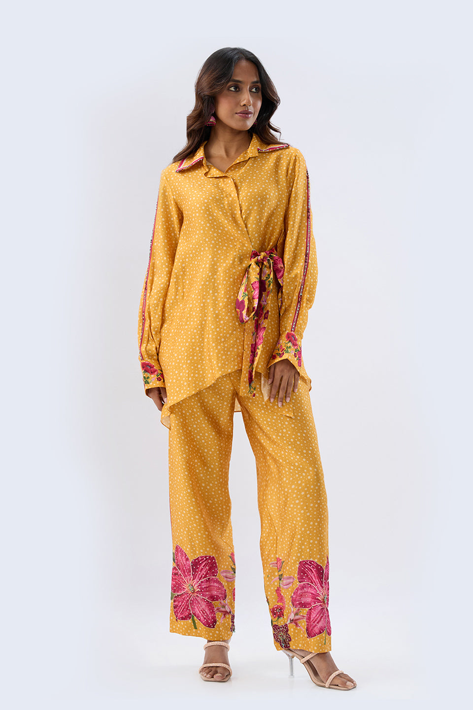 Blossom Yellow Polka Long Co-ord Set