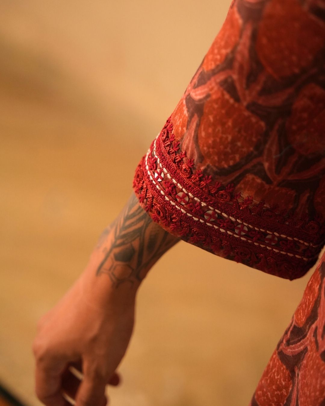 NECK YOKE HAND EMBROIDERED AKRAKH KURTA