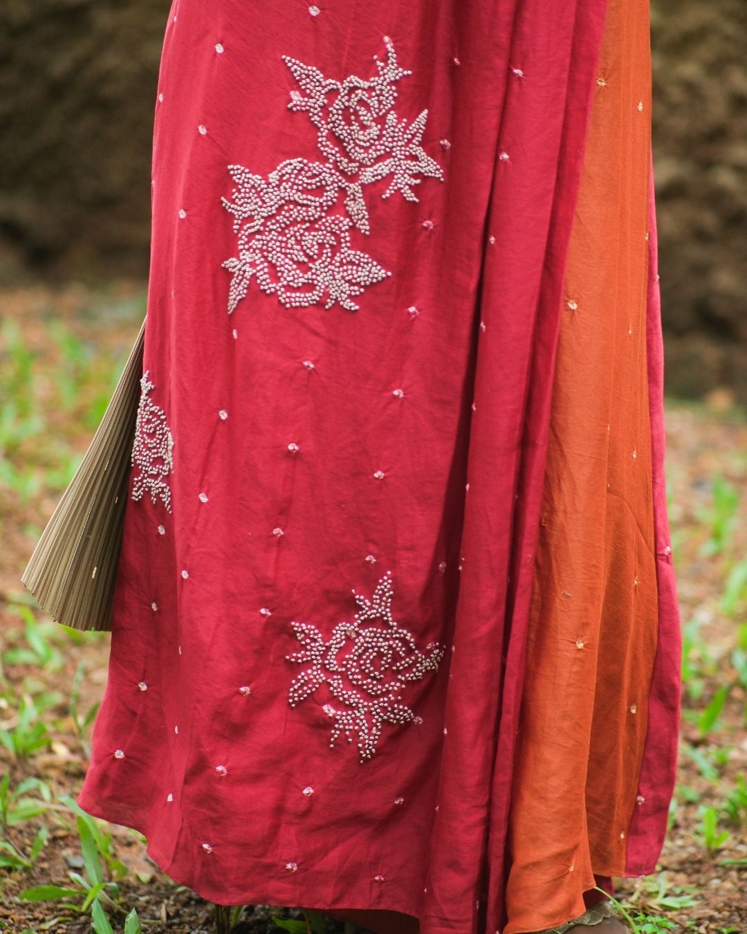 HAND EMBROIDERED BANDHANI DRAPED DRESS