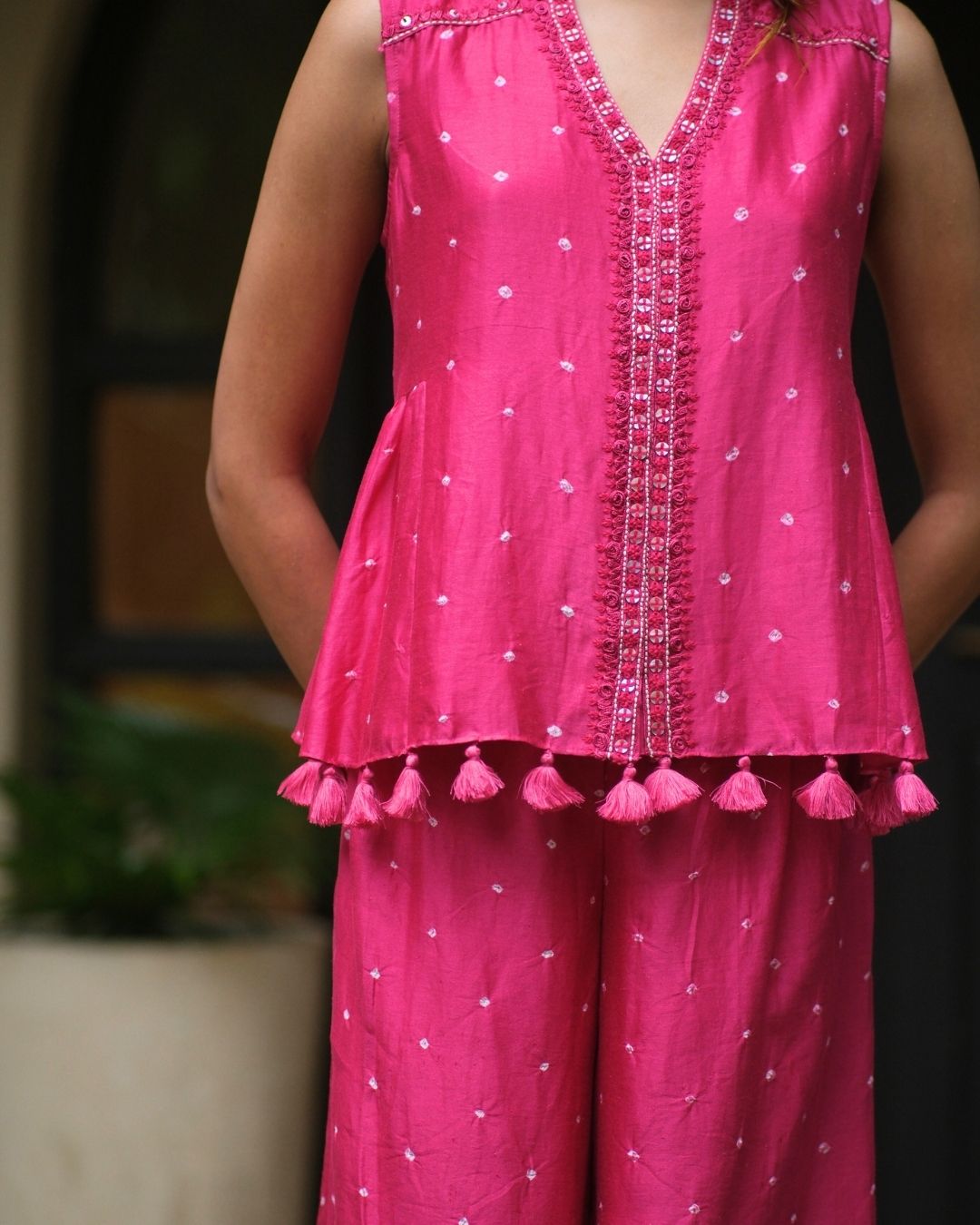 HAND EMBROIDERED BANDHANI CO-ORD SET