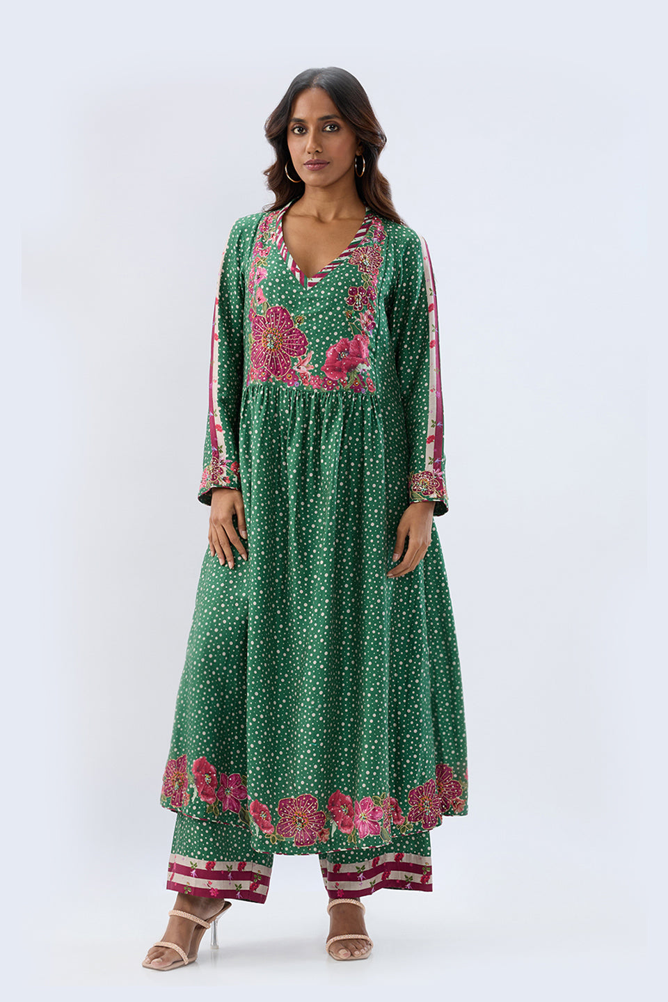 Blossom Dark Green Gathered Yoke Kurta Set