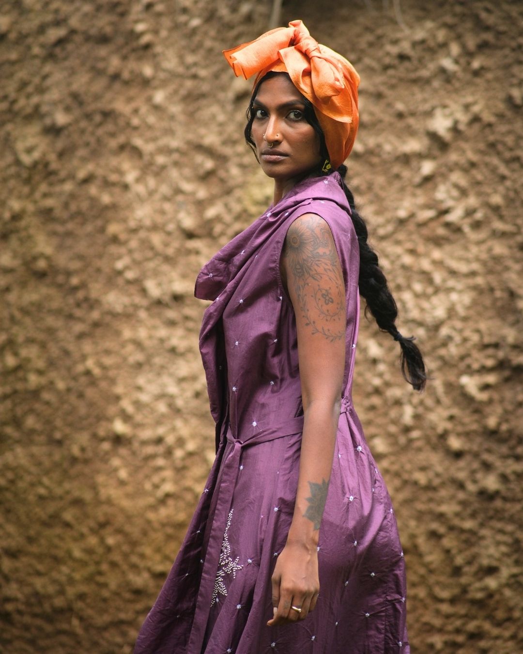 HAND EMBROIDERED COWL DRESS