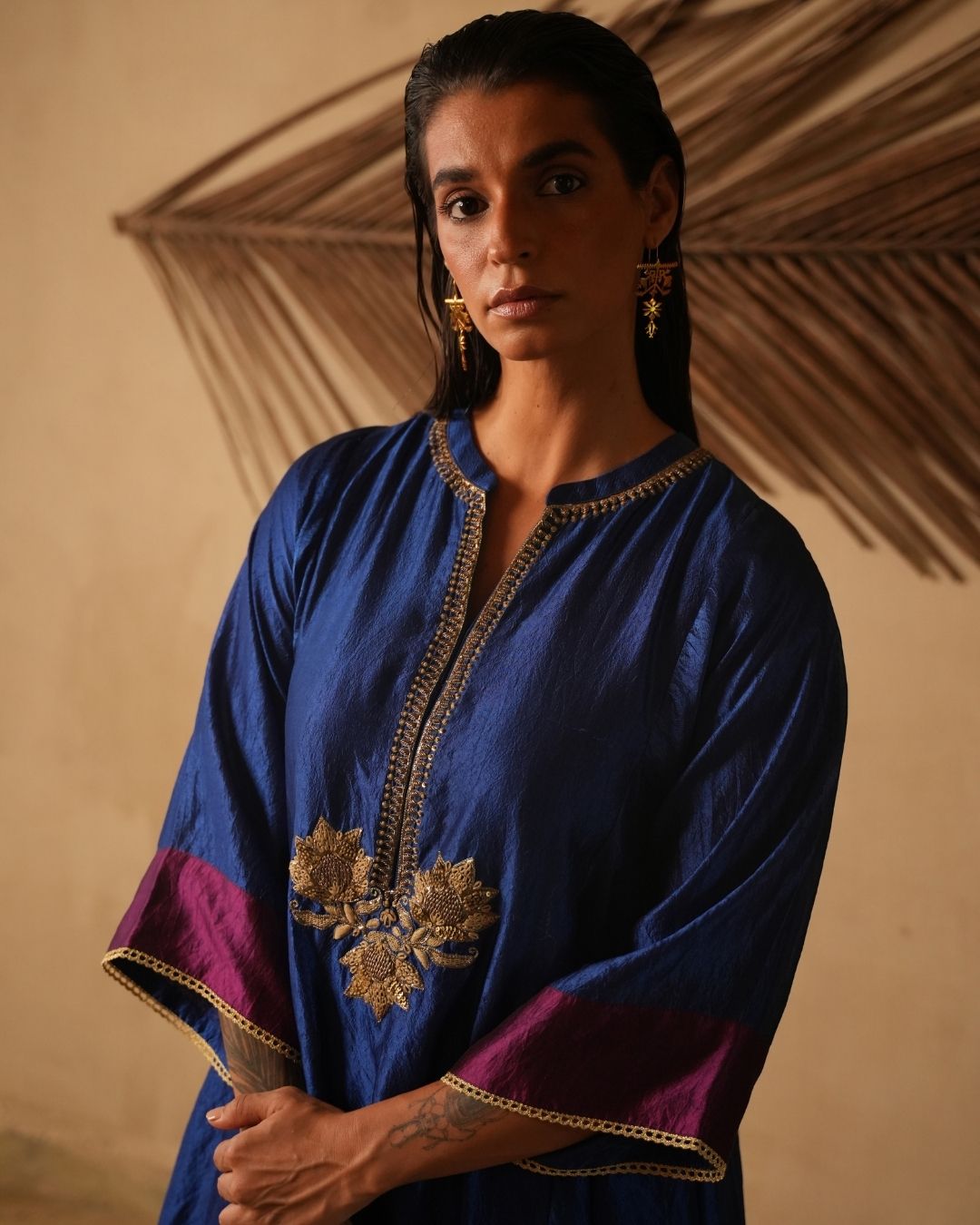 FLORAL HAND EMBROIDERED KURTA WITH PANTS