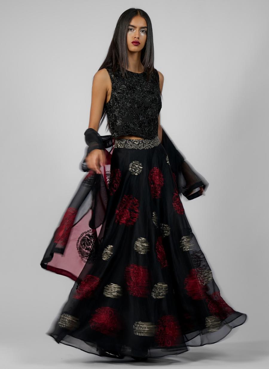 Black Ruby SLV Silk Organza Skirt