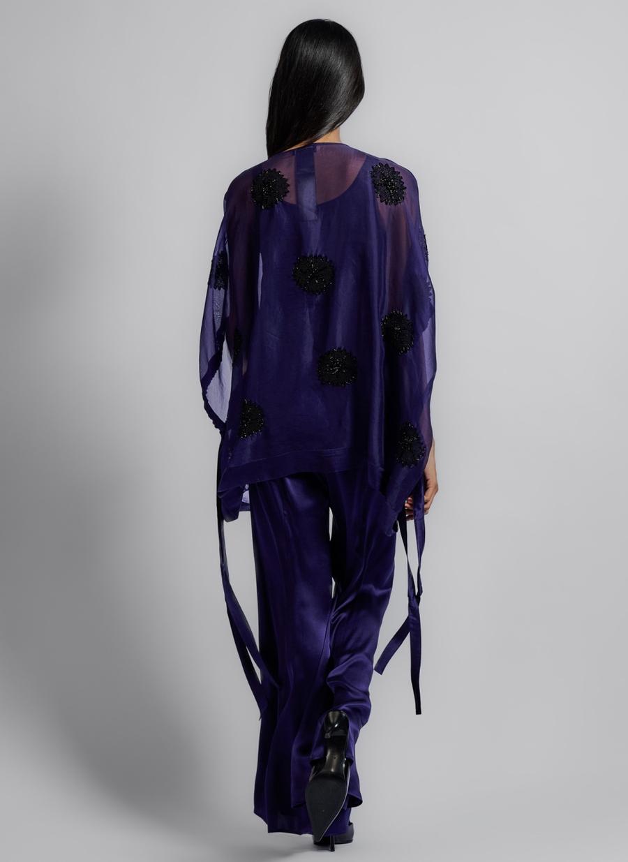 Purple Silk Satin Palazzo