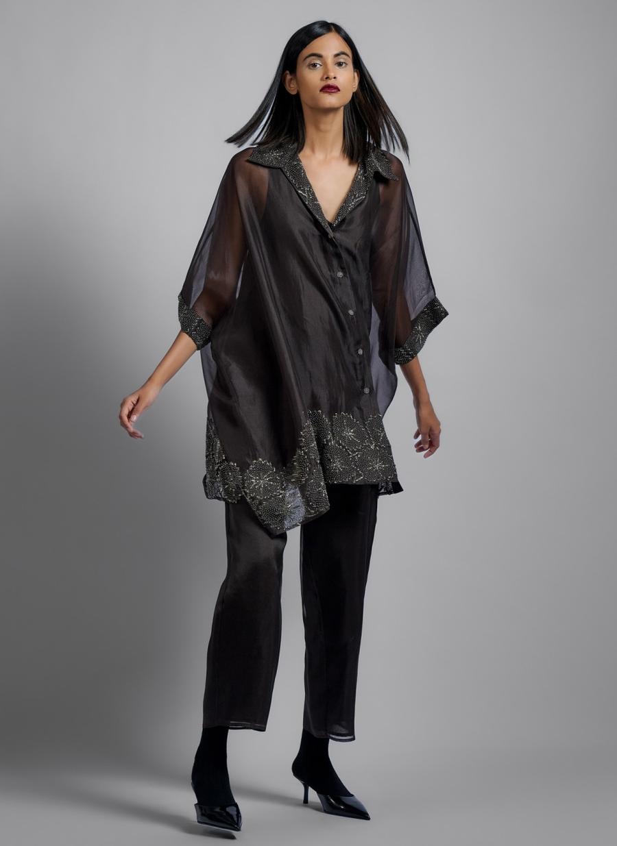 Brown SLV Silk Organza Tunic