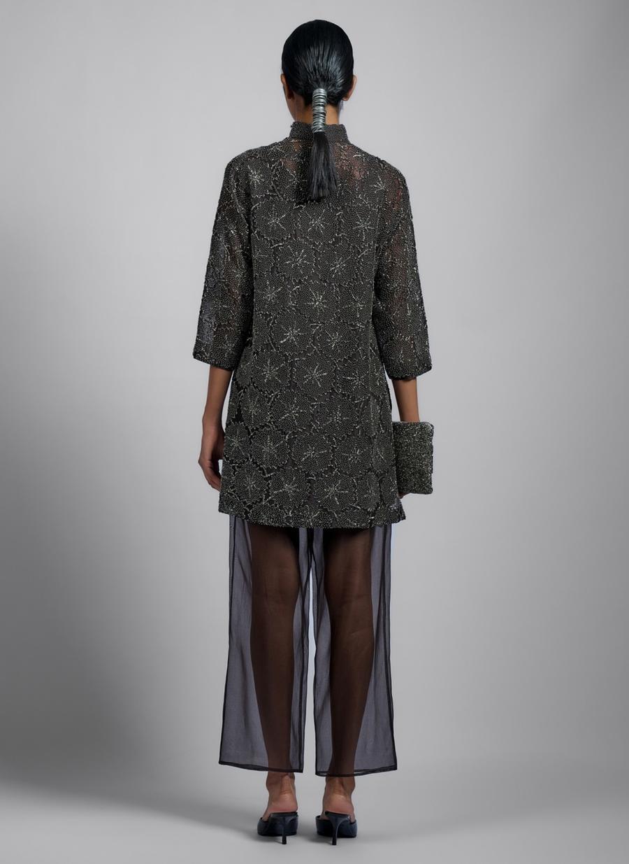 Brown Silk Organza Pant