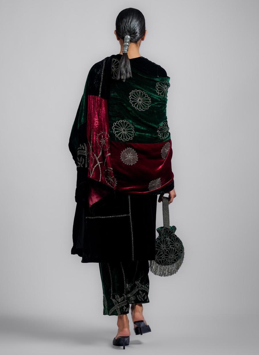 Black Ruby Emerald SLV Velvet Dupatta