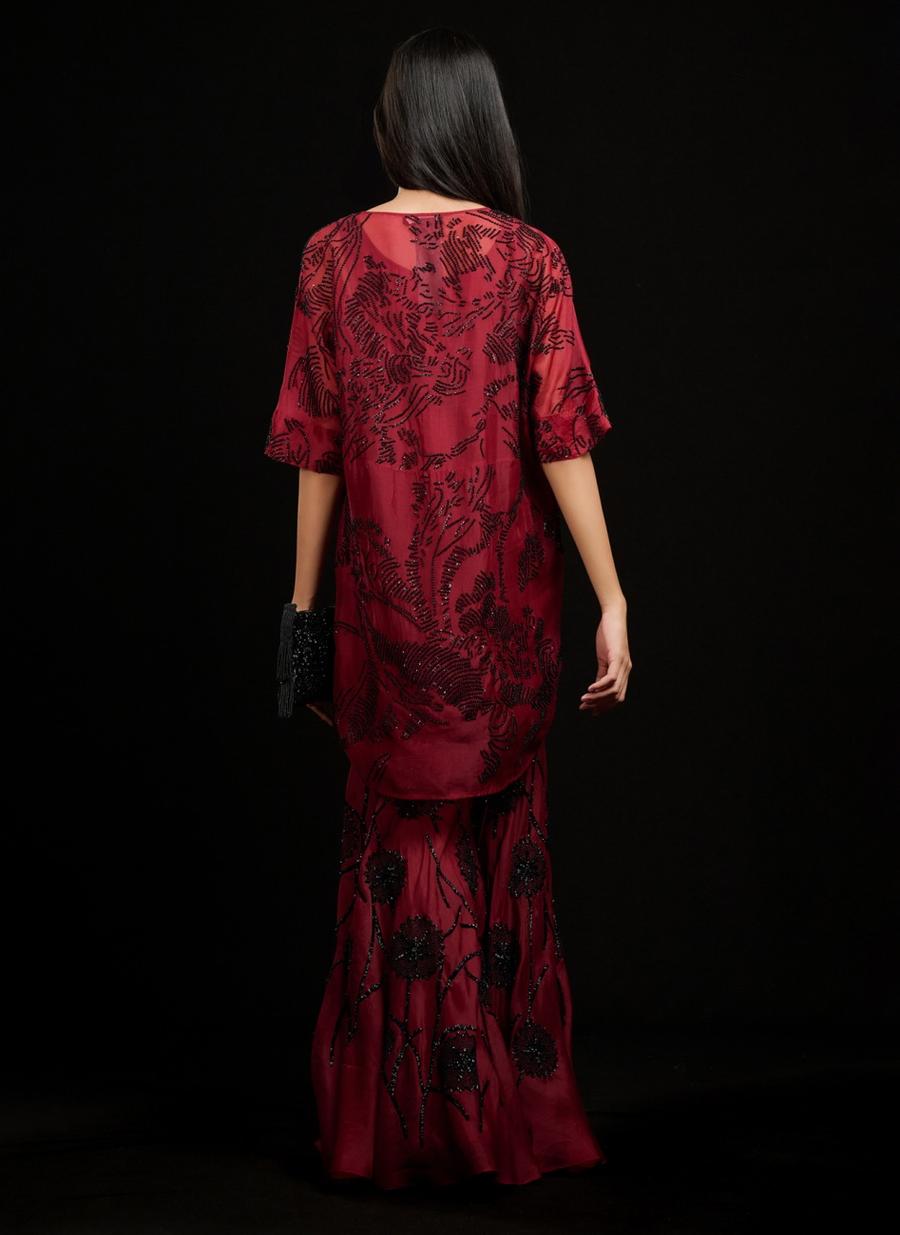 Ruby BLK Silk Organza Sharara