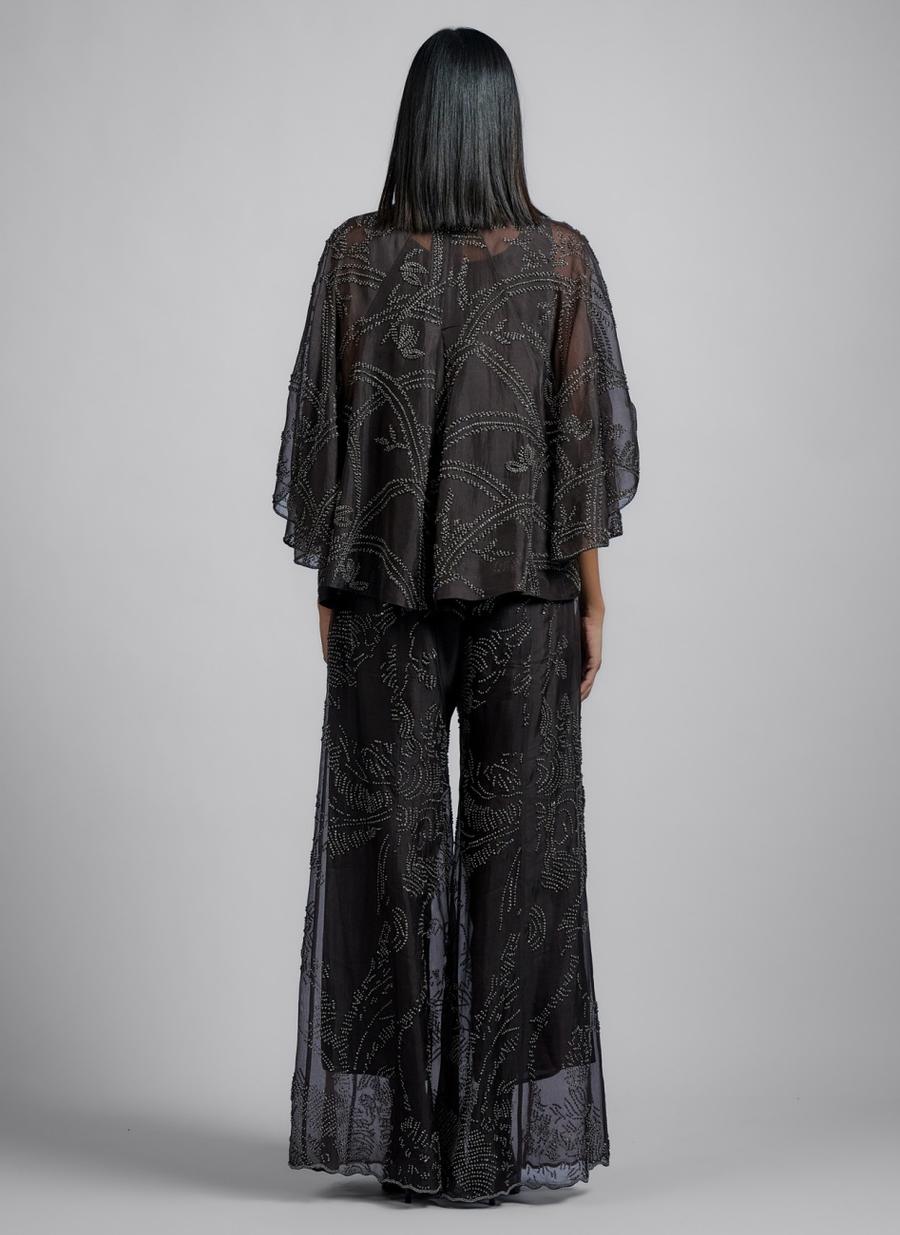 Brown SLV Silk Organza Cape