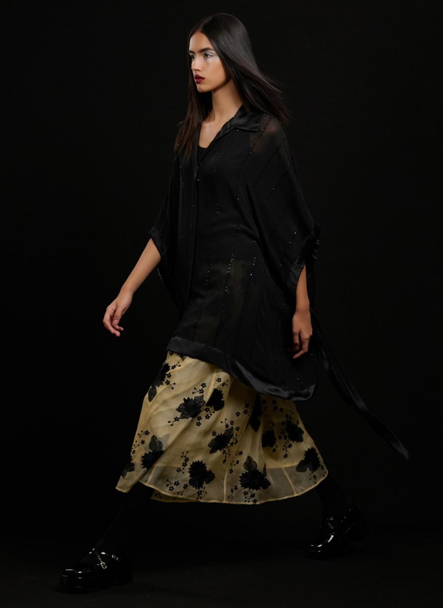 Topaz BLK Silk Organza Tunic