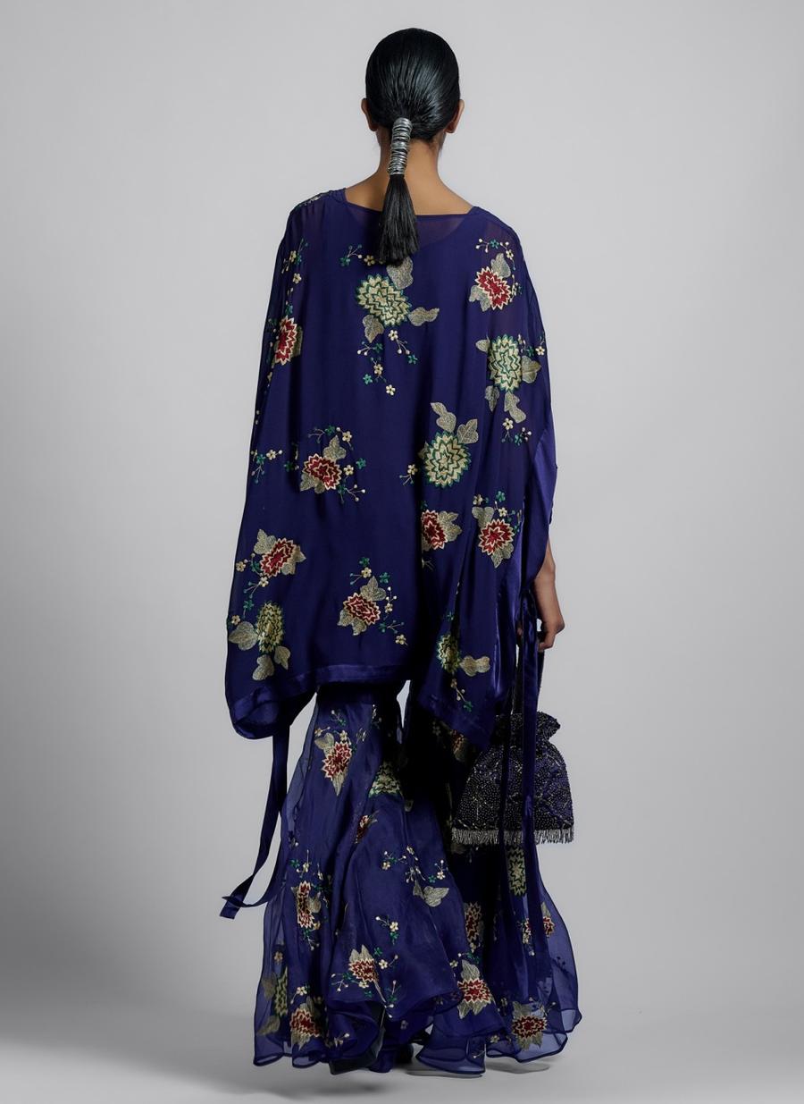 Purple Multi Silk Organza Sharara