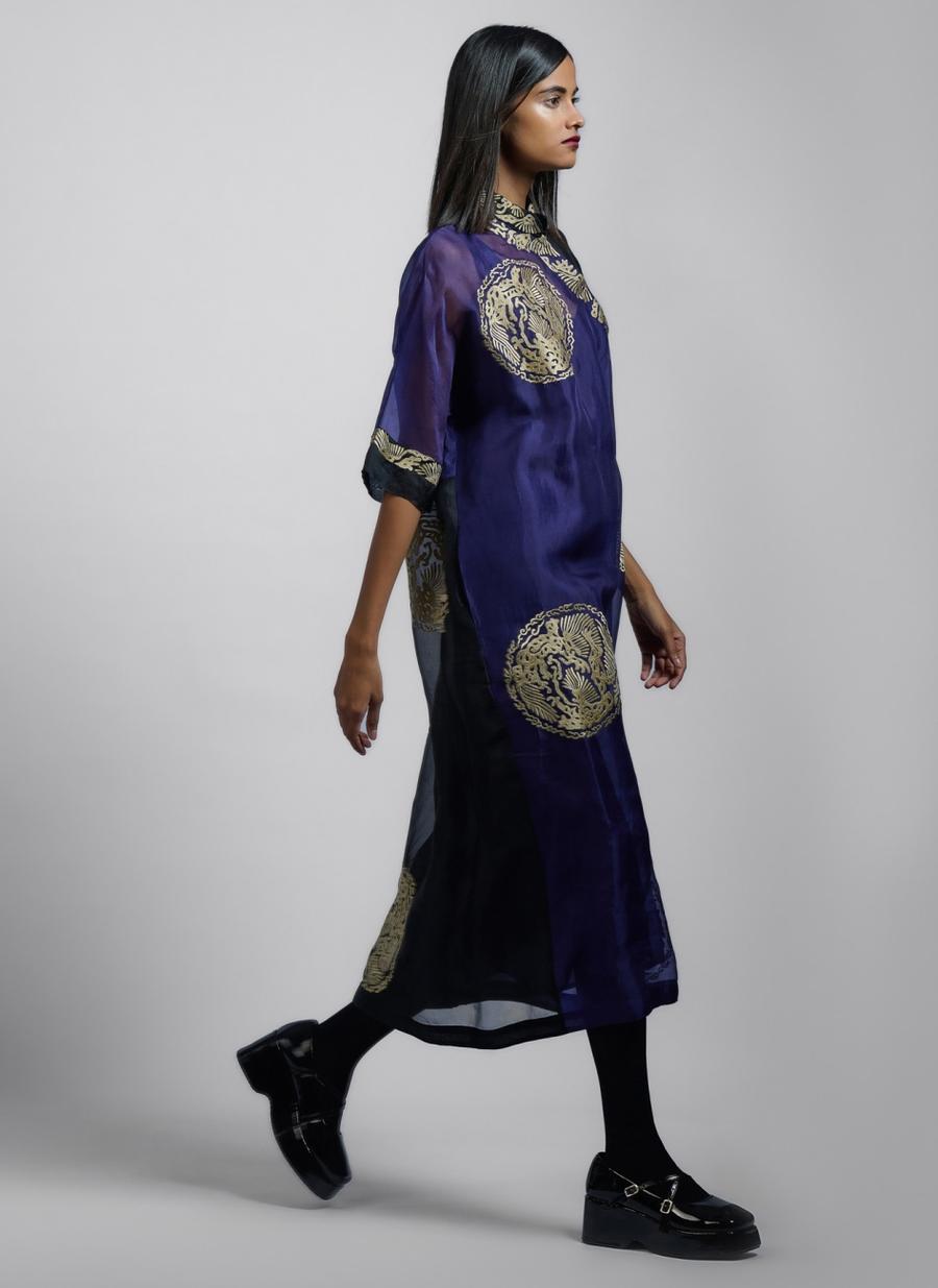 Purple BLK DN Silk Organza Dress