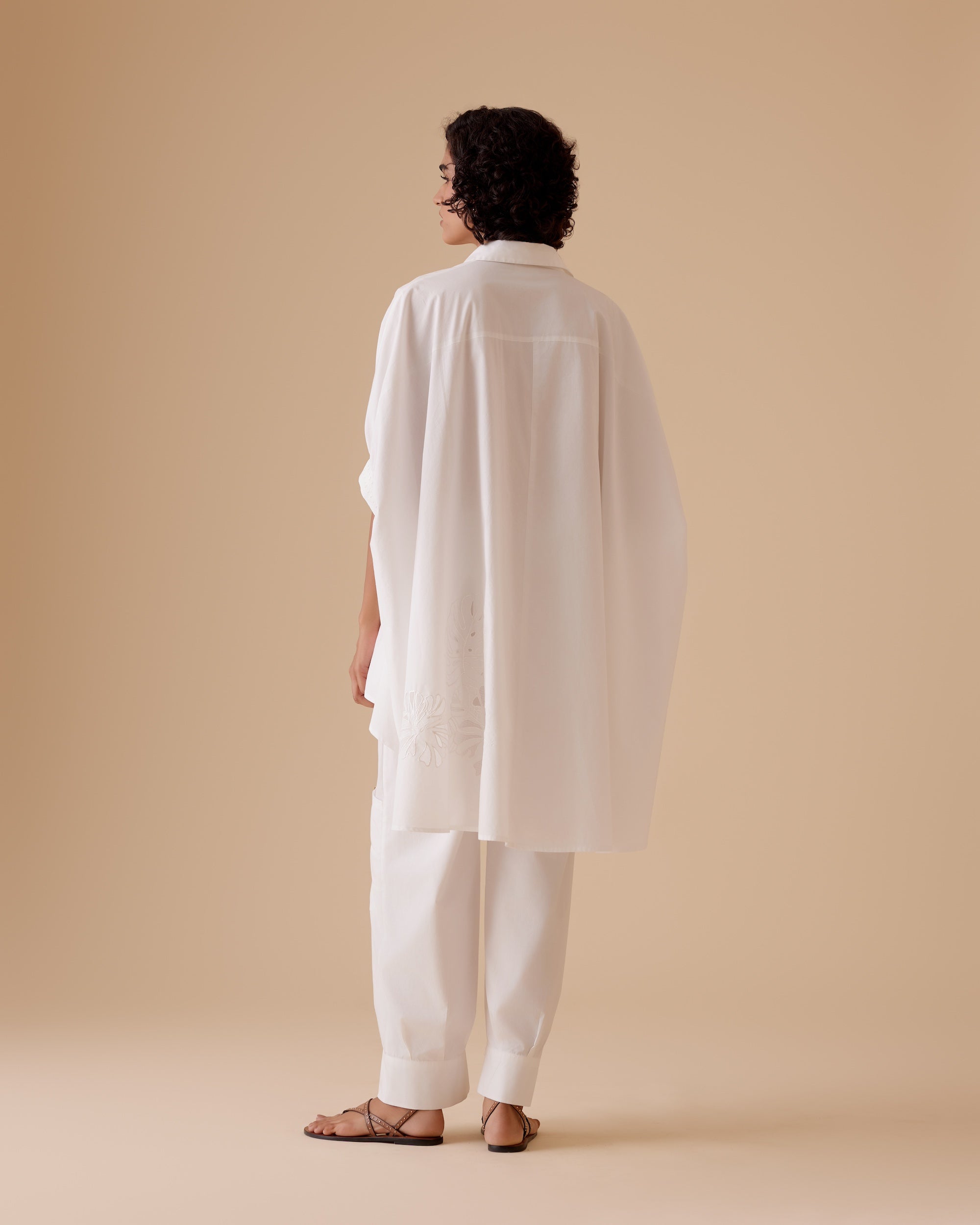 Manya white cotton poplin kaftan shirt