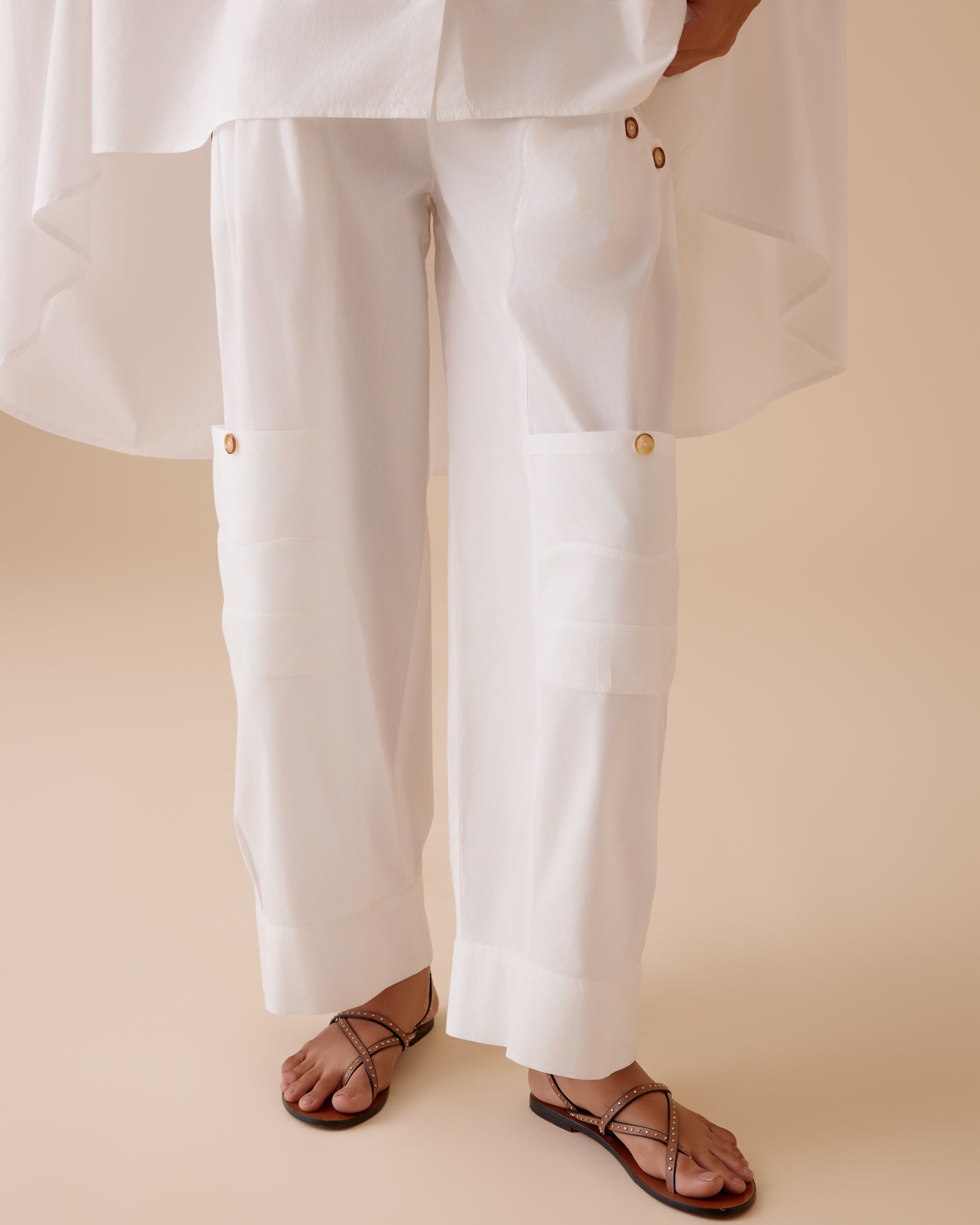 Manya white cotton poplin kaftan shirt