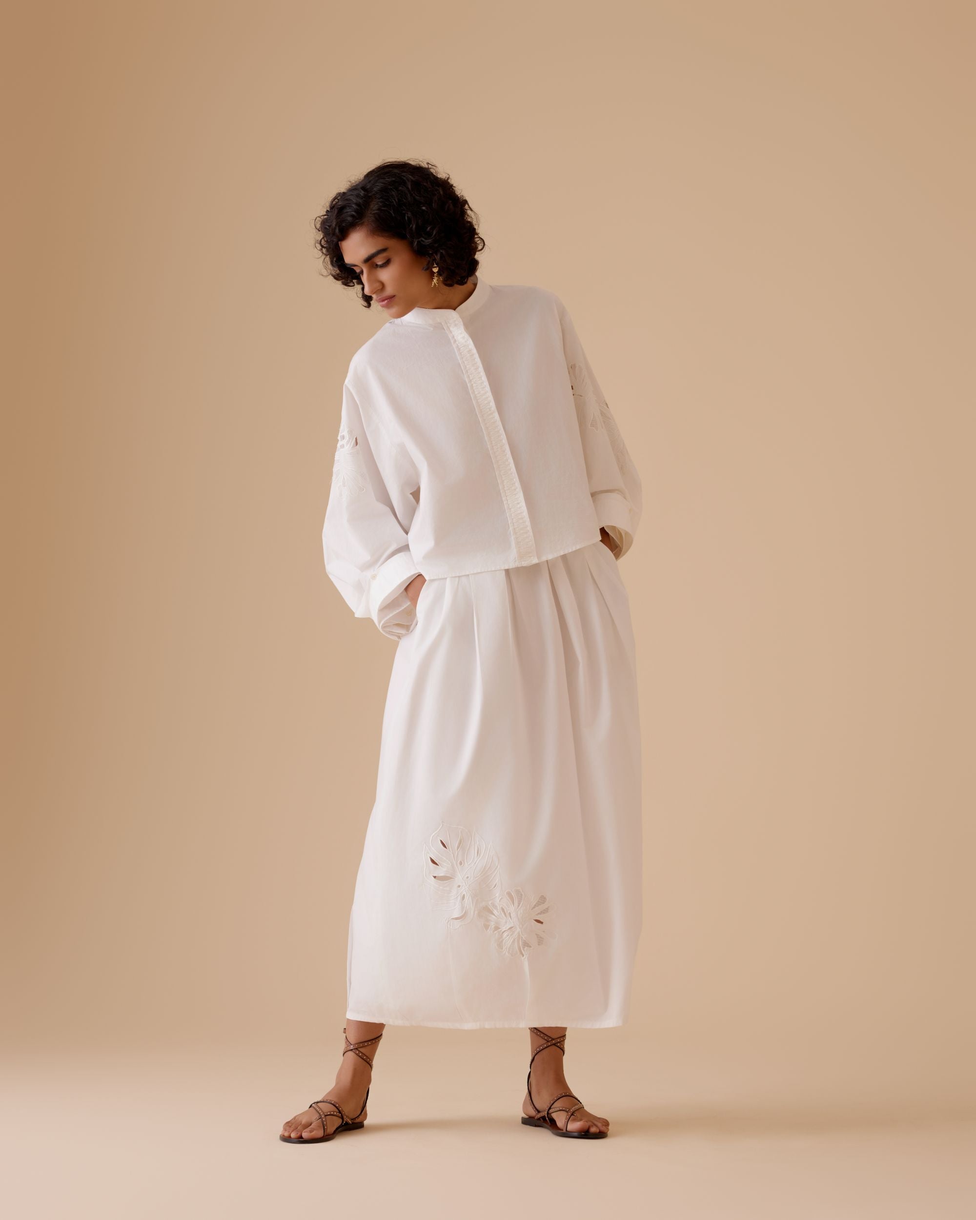 Ann white cotton poplin shirt