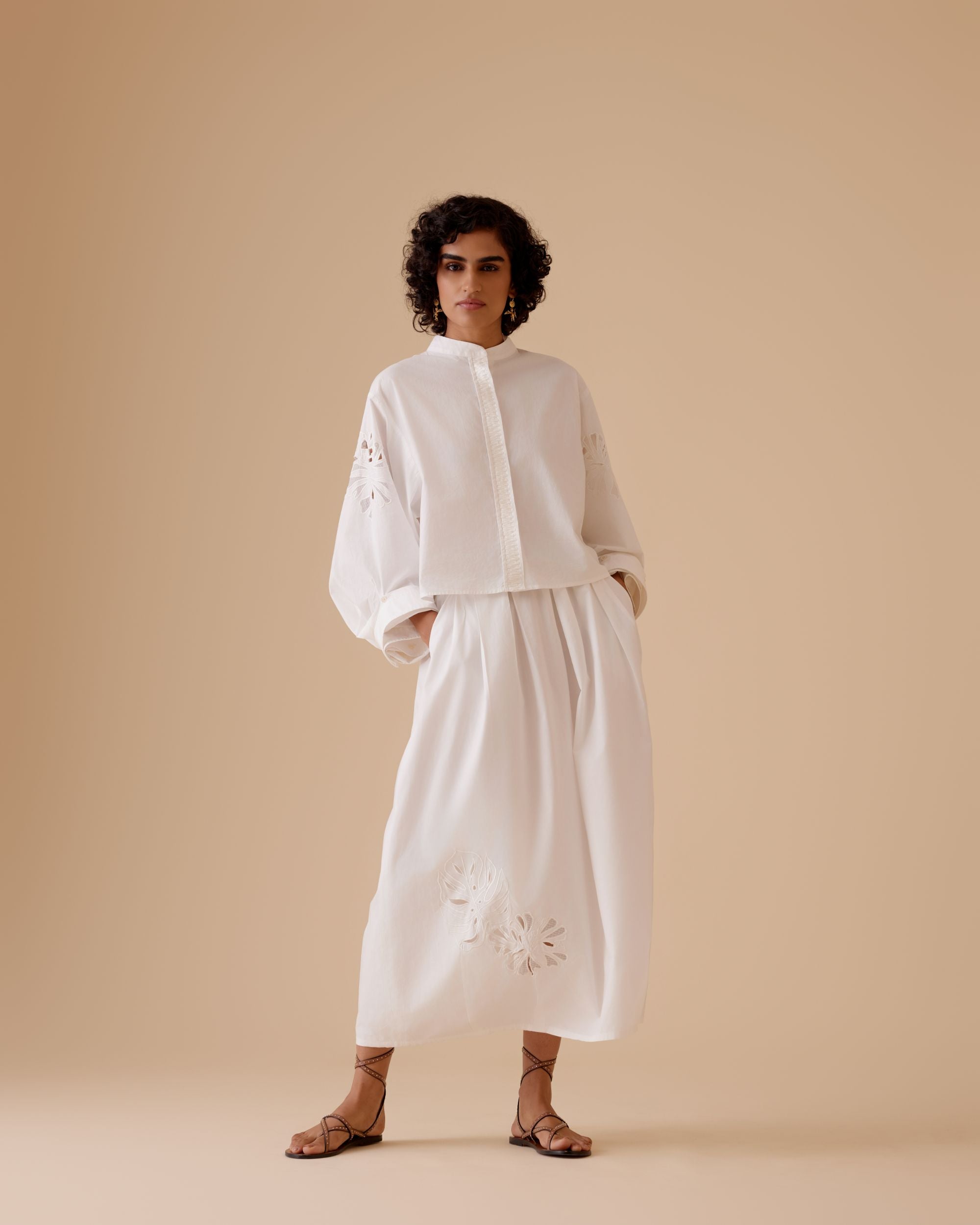 Ann white cotton poplin shirt