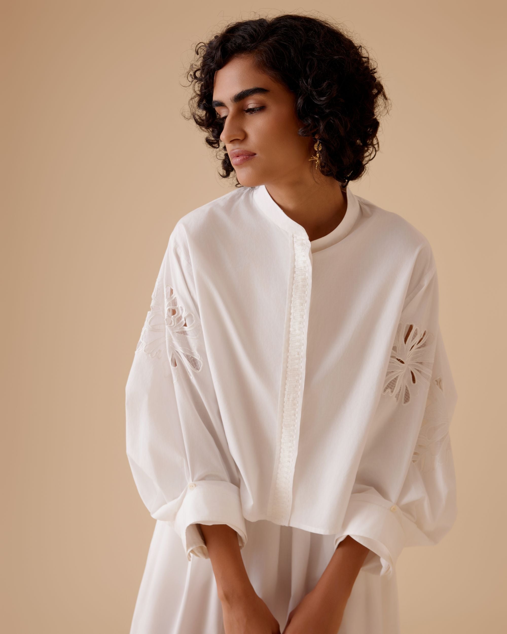 Ann white cotton poplin shirt