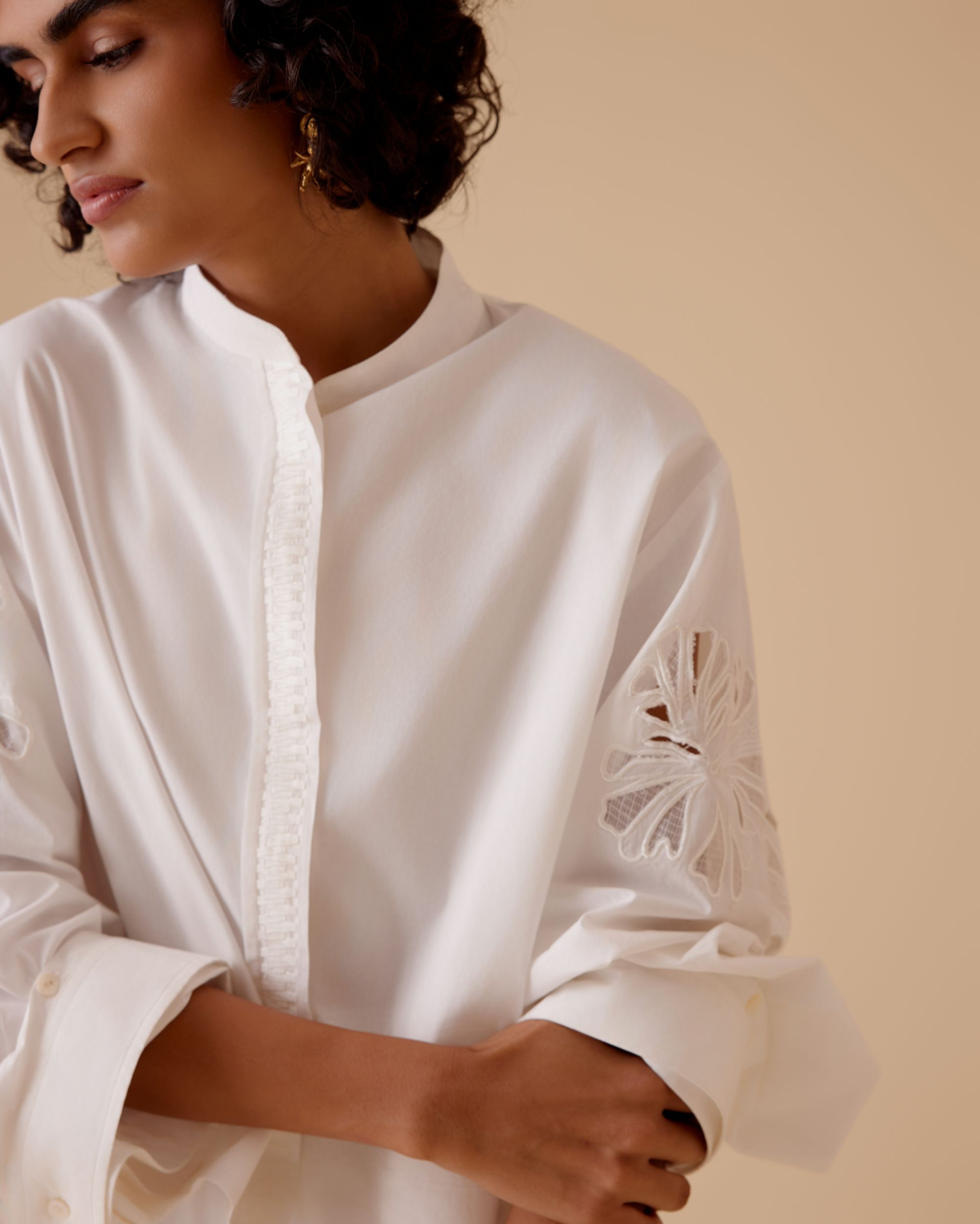 Ann white cotton poplin shirt