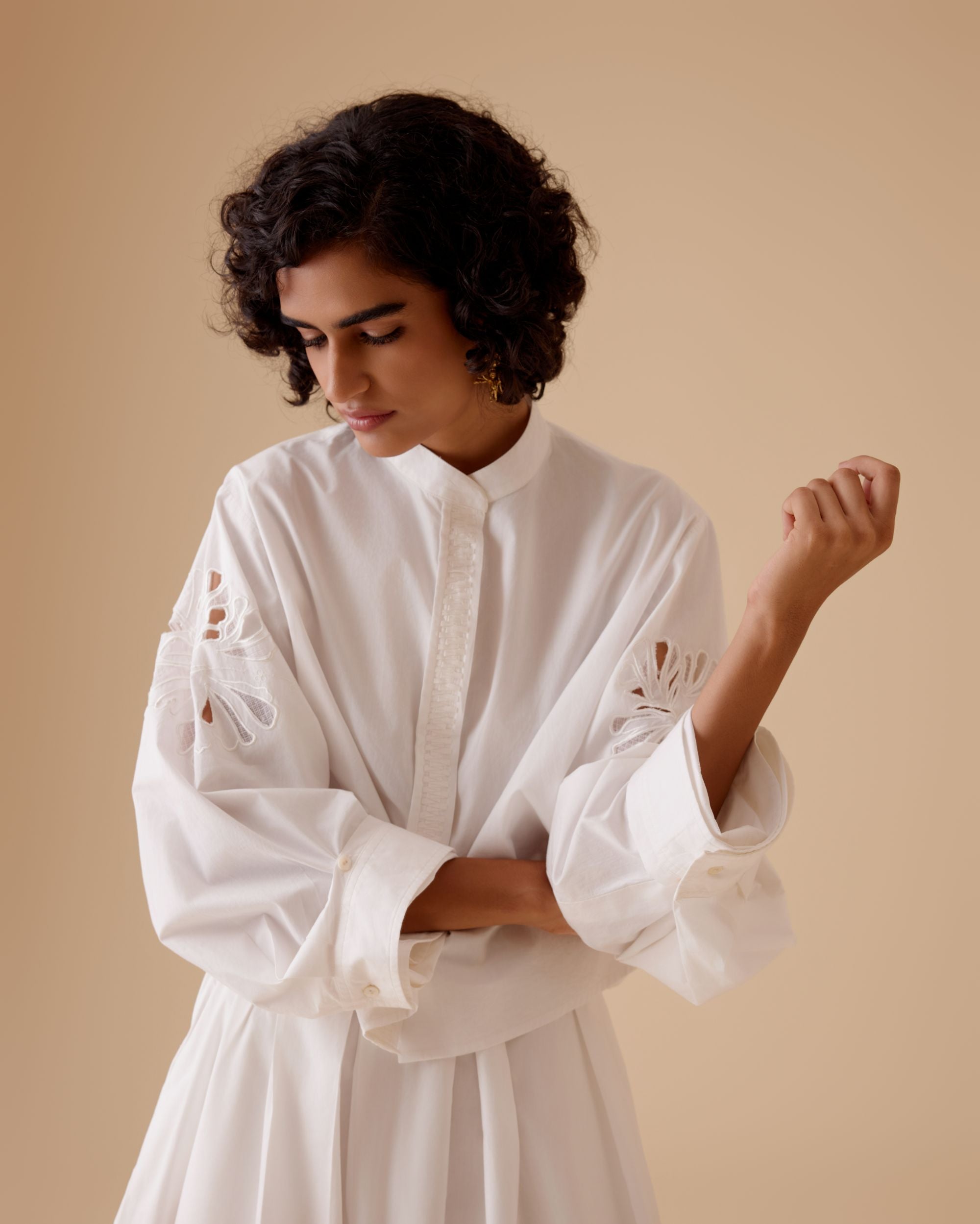 Ann white cotton poplin shirt