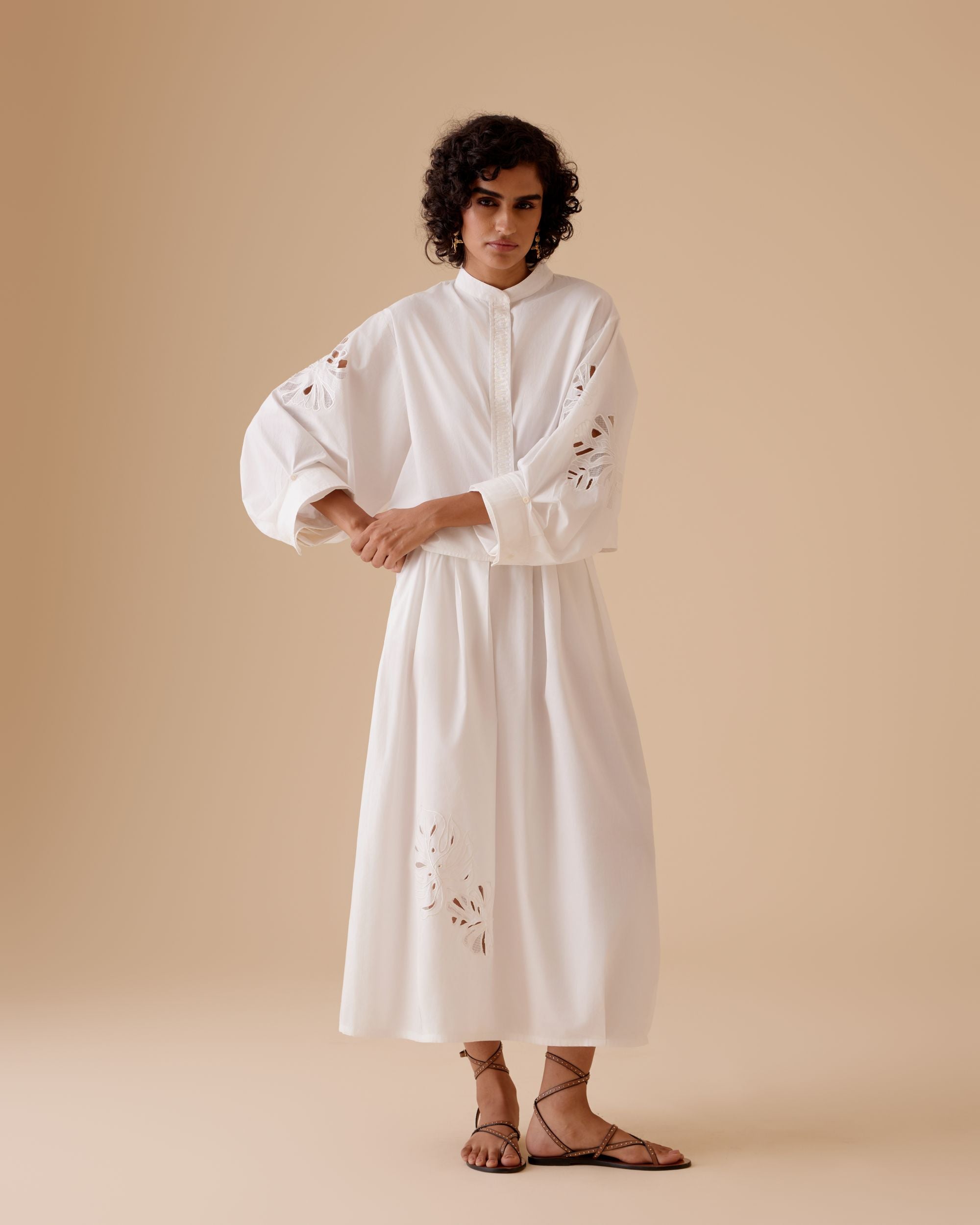 Ann white cotton poplin shirt