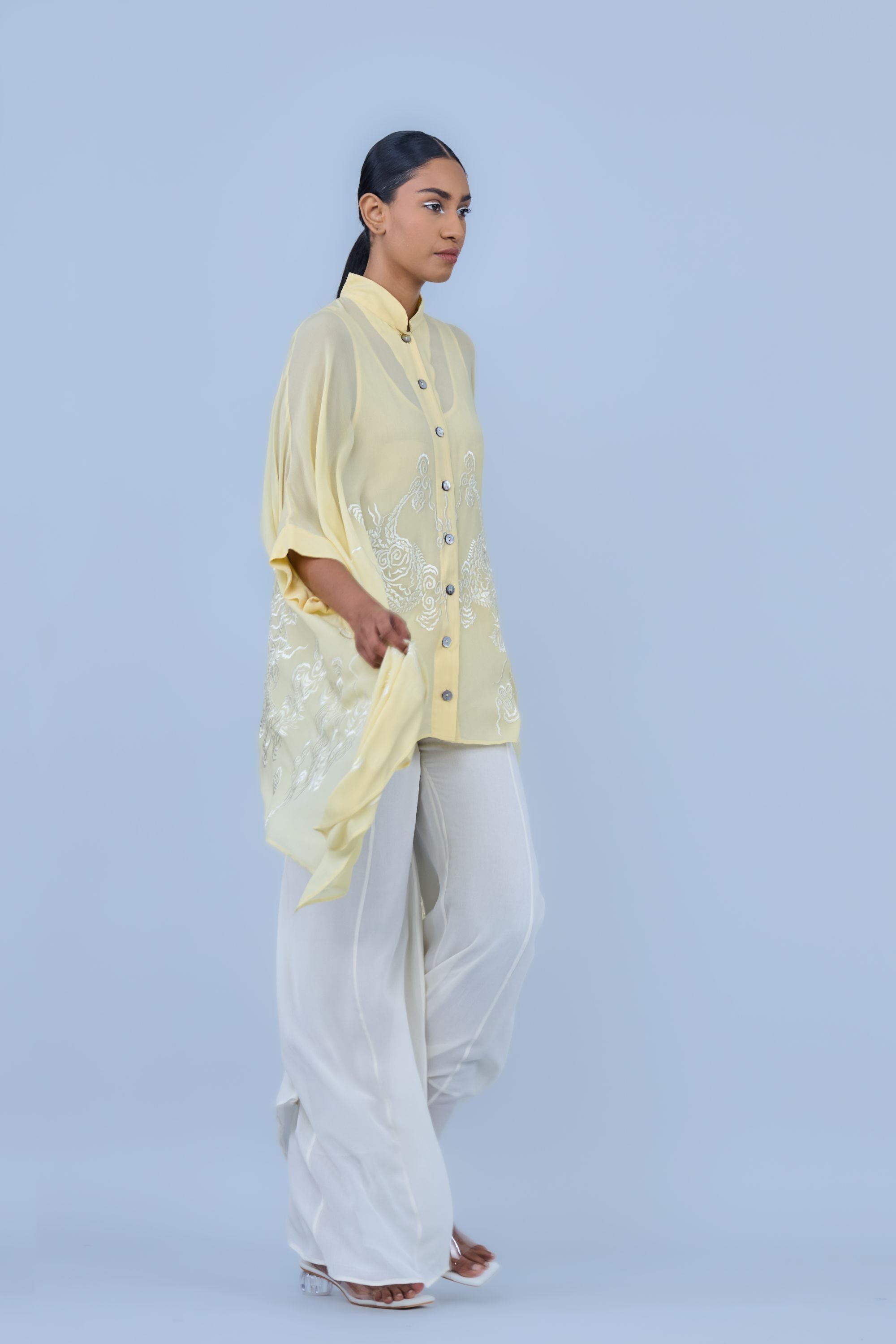 Ecru Silk Georgette Palazzo