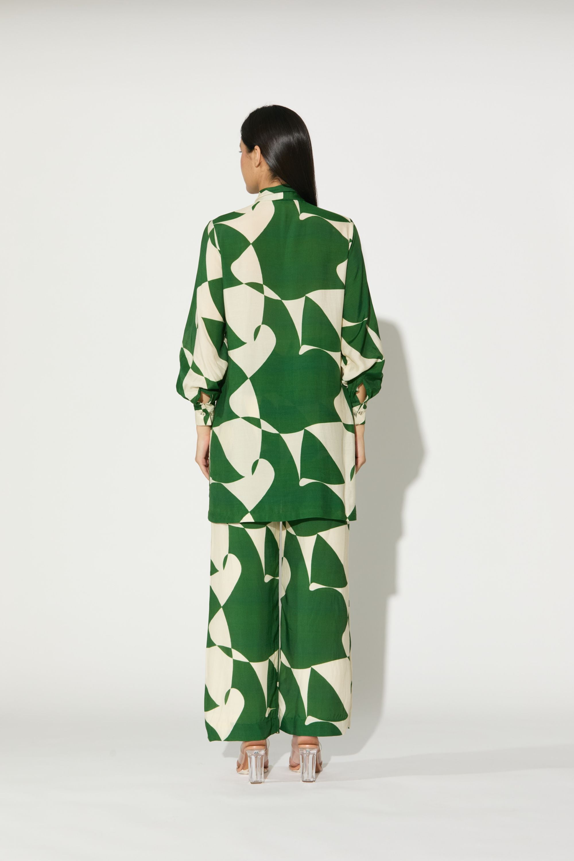 Green And White Abstract Pants