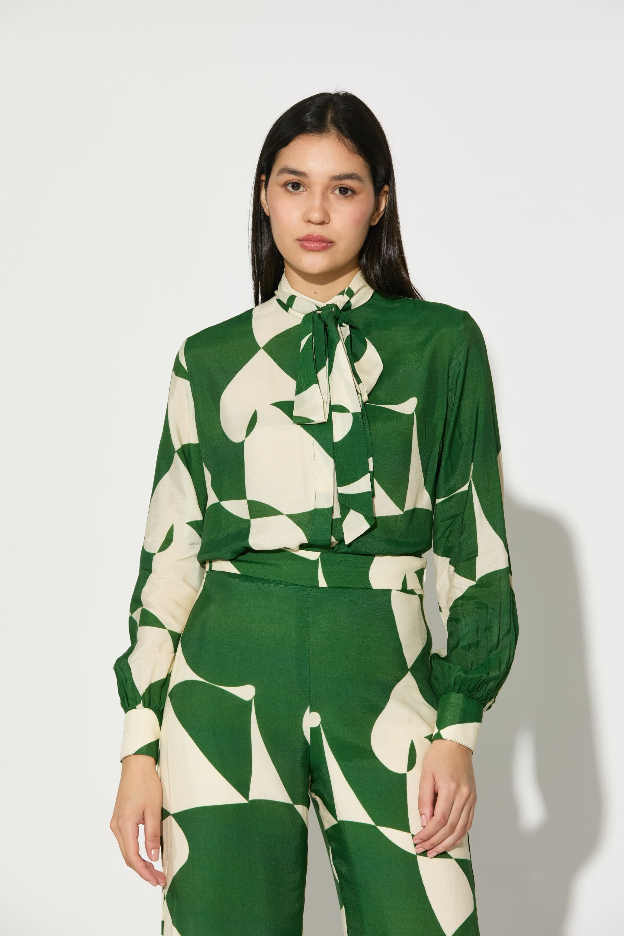 Green And White Abstract Pants