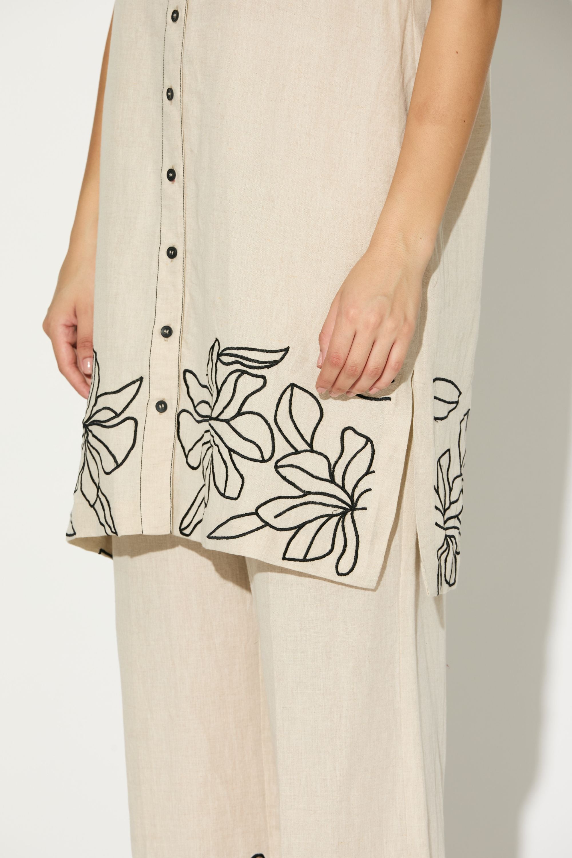 Cream Embroidered Kurta Shirt