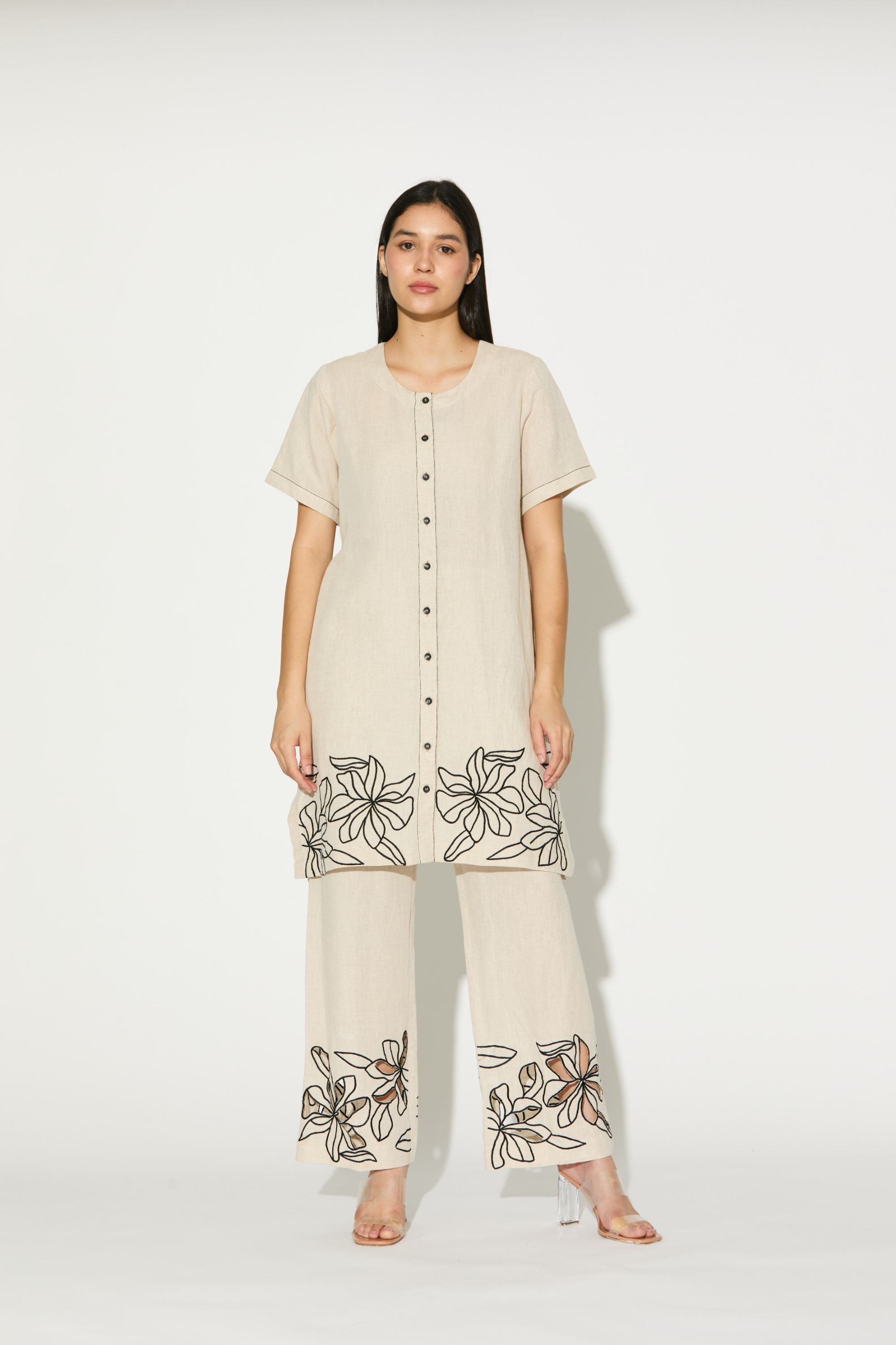 Cream Embroidered Kurta Shirt