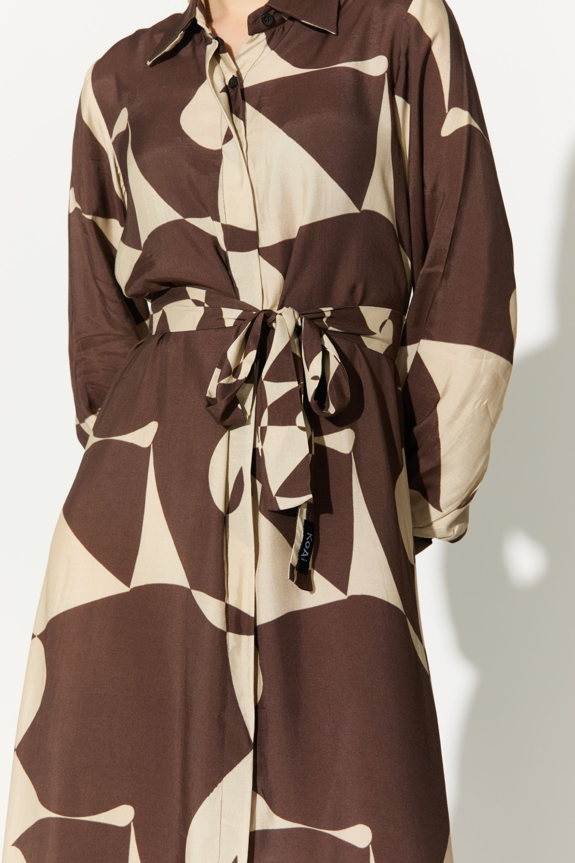 Brown And White Abstract Long Shirt
