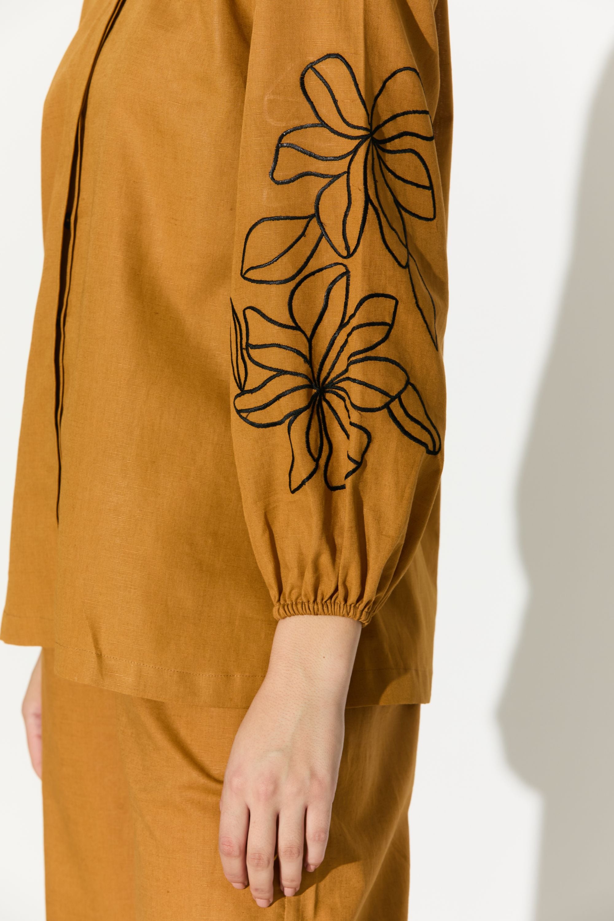 Dark Mustard Embroidered Pants