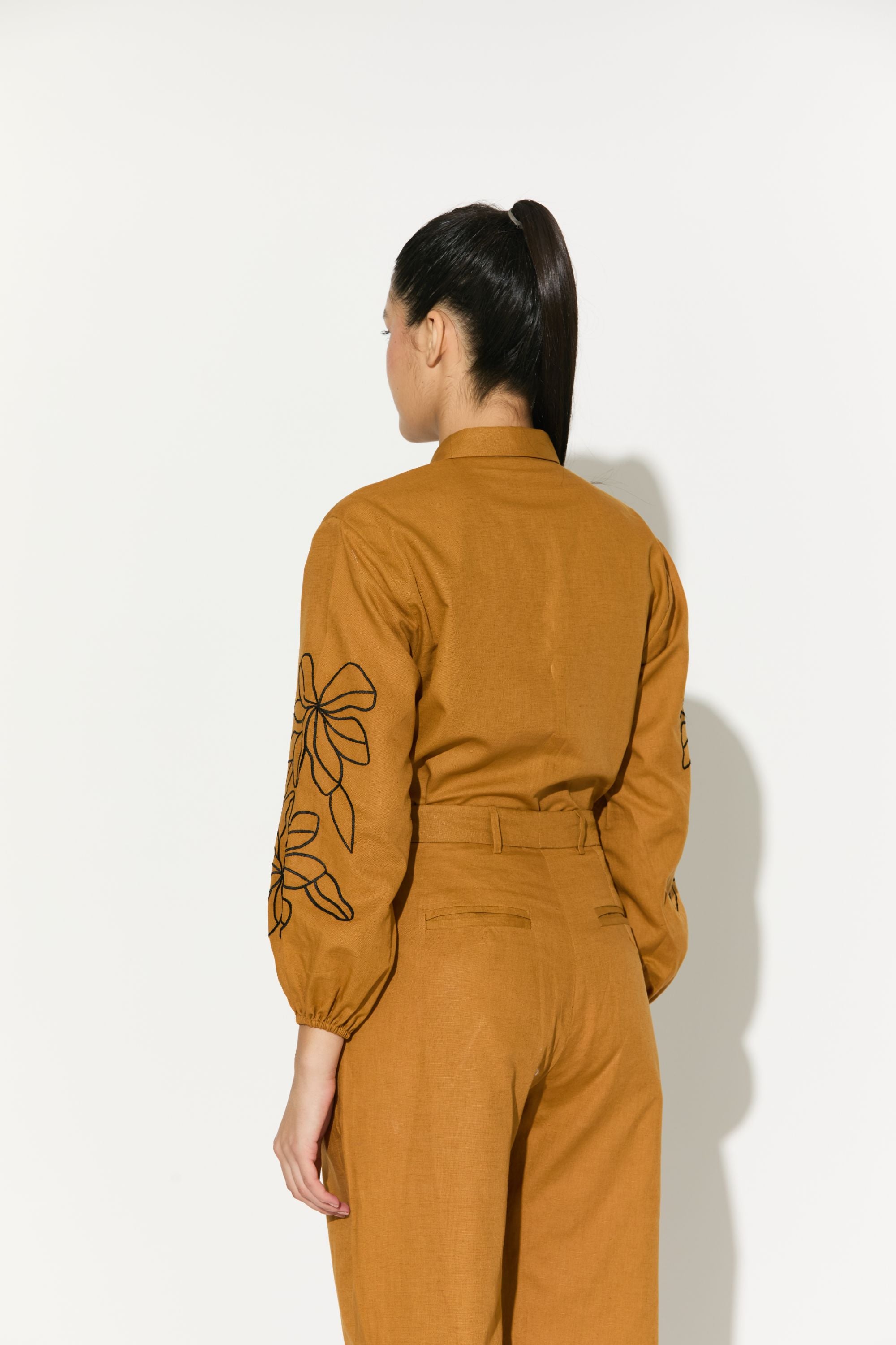 Dark Mustard Embroidered Pants