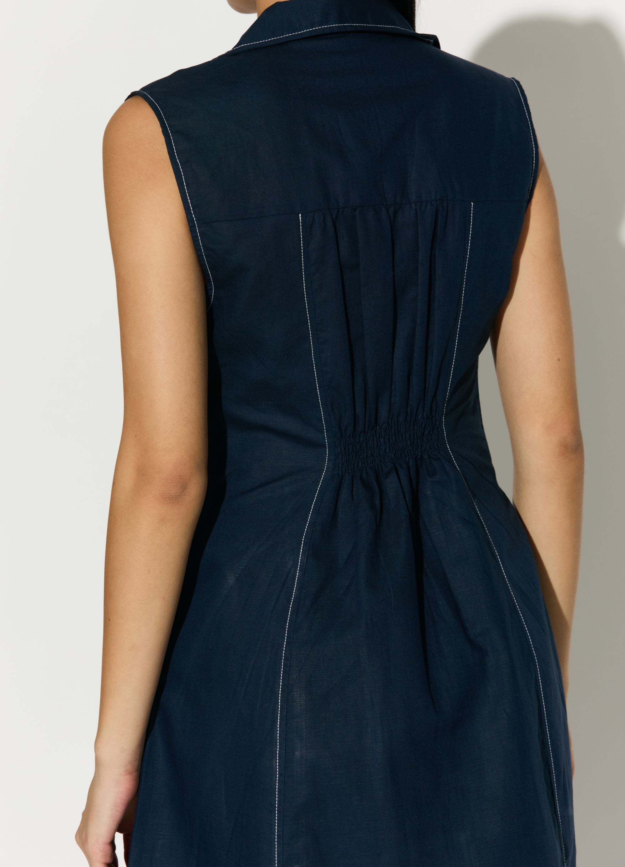 Dark Blue Sleeveless Long Dress