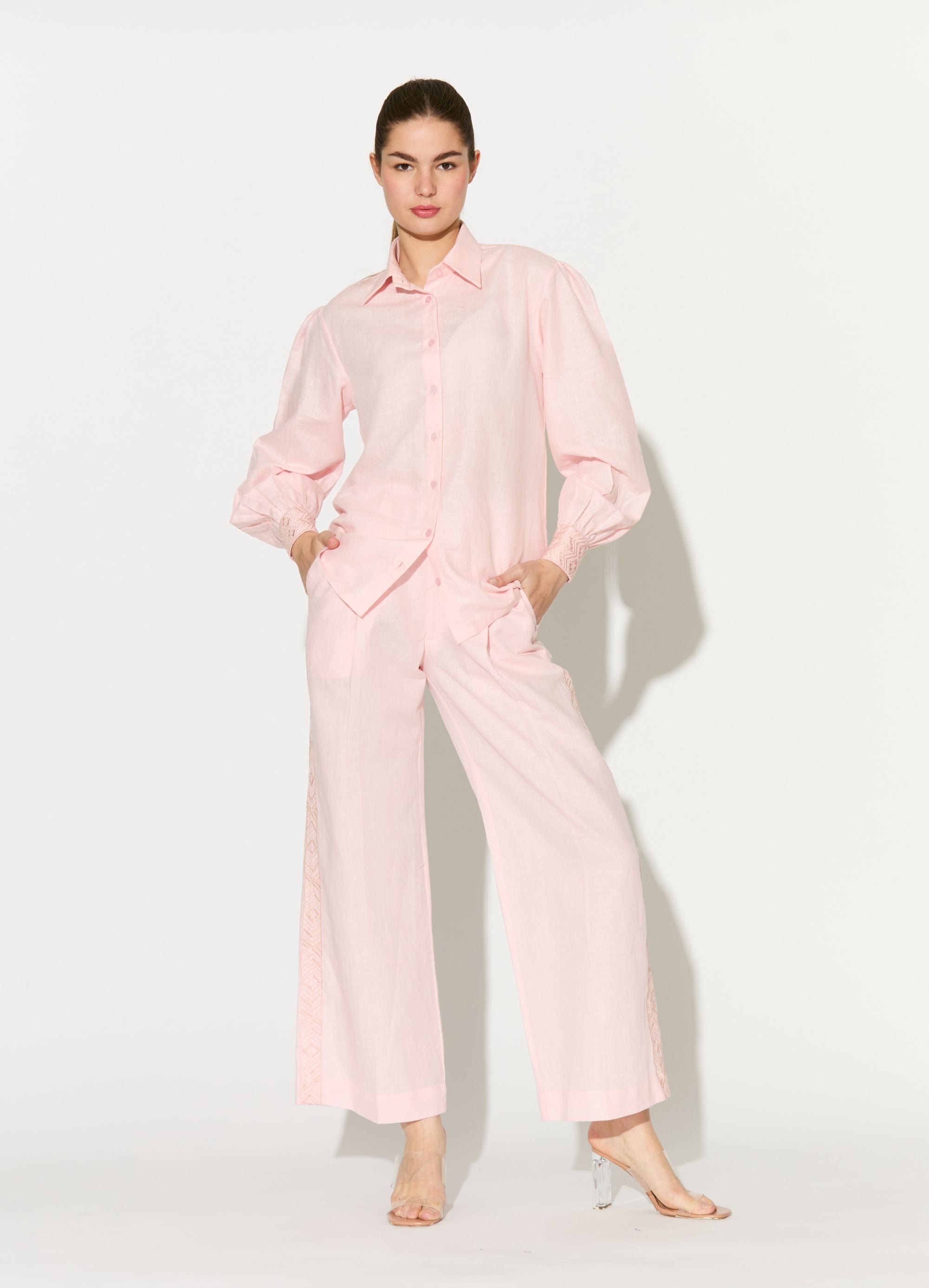 Light Pink Embroidered Shirt