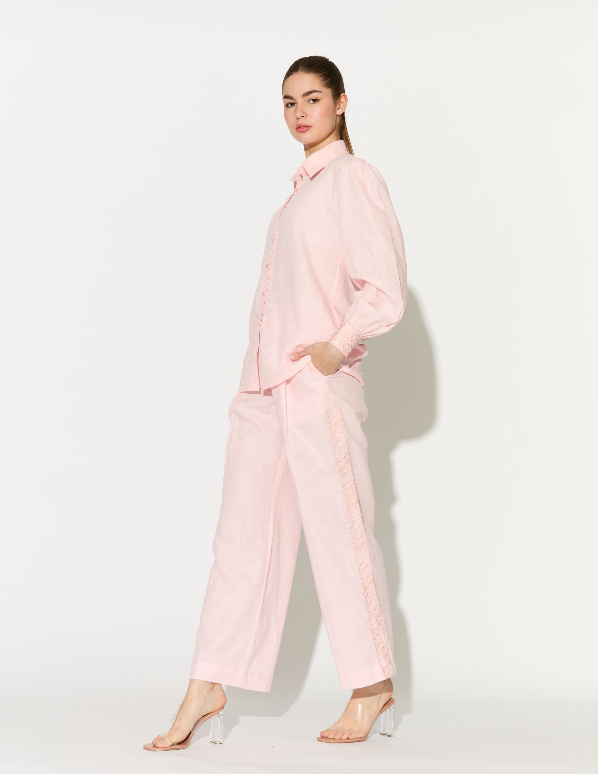 Light Pink Embroidered Pants